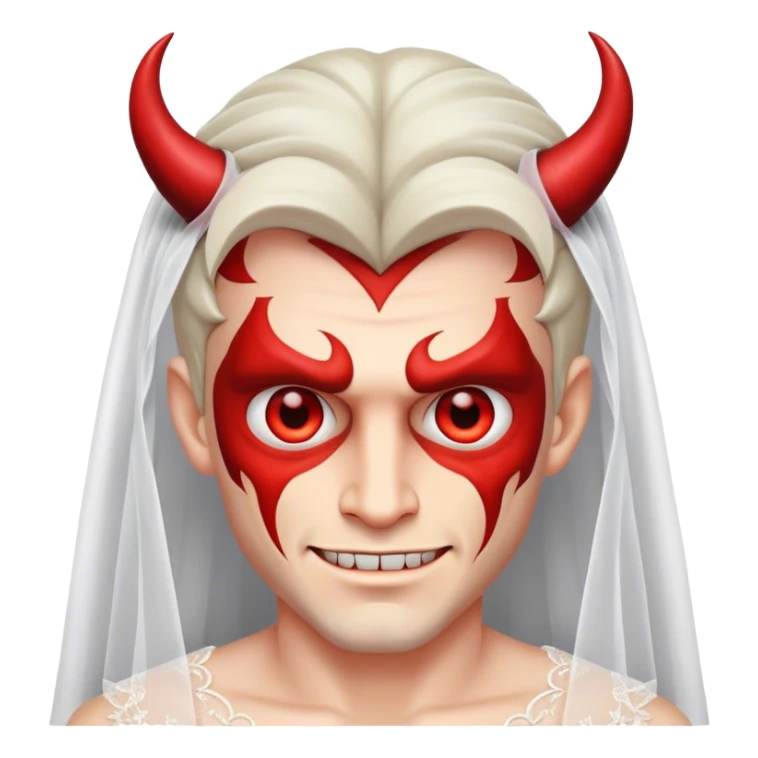 a male bride with the face of devil sticker