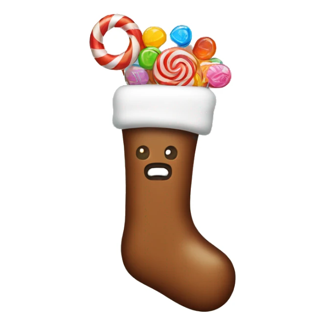 Brown stocking with candy inside no eyes no mouth sticker