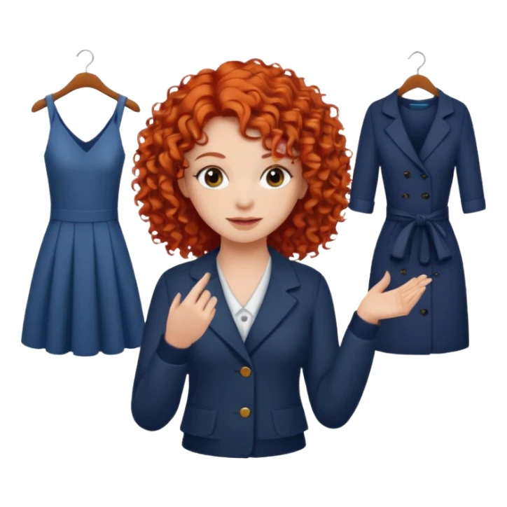 A red-haired curly-haired girl chooses what to wear sticker