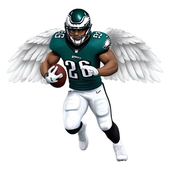Philadelphia Eagles running back Saquon Barkley number 26 with the eagle wings sticker