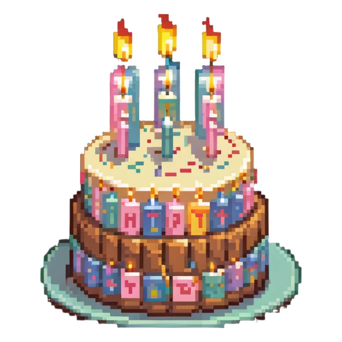 dangao Chinese birthday cake with candles, pastel colors sticker