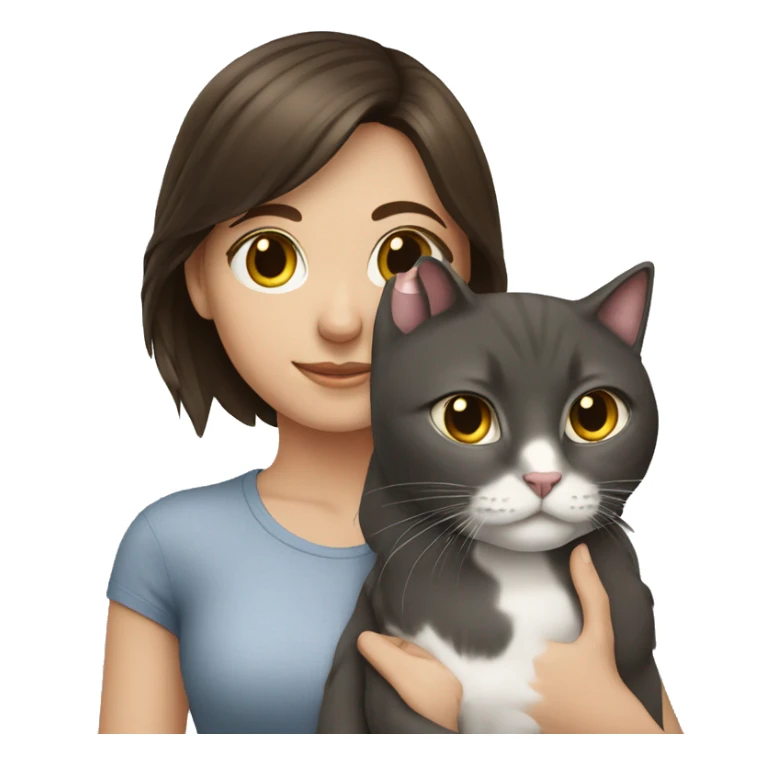 Brunette girl with British cat sticker