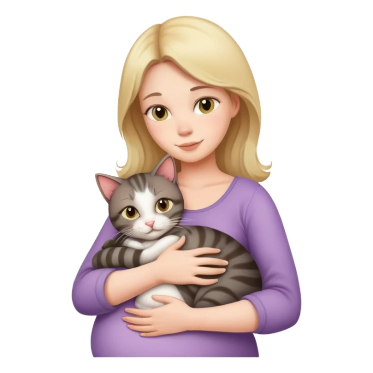 pregnant woman hugging cat sticker