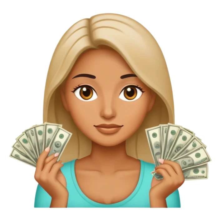 woman with a lot of money sticker