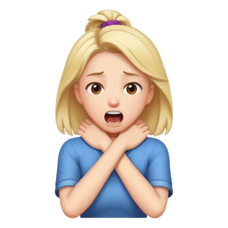 Girl with crossed arms grabbing her neck screaming  sticker