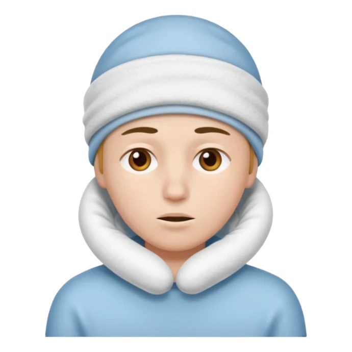 A person with headaches and a cold pad on the head sticker