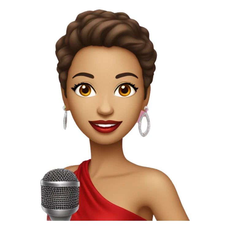 Cantora de forró, loira, com microfone na mão, com bota, figurino de diva na cor vermelha sticker