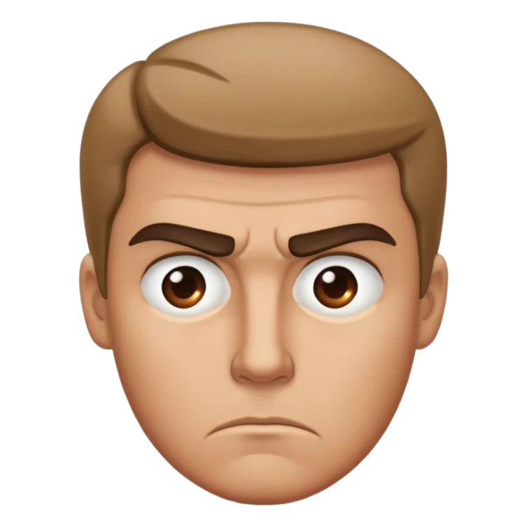 stern serious face with furrowed brow sticker