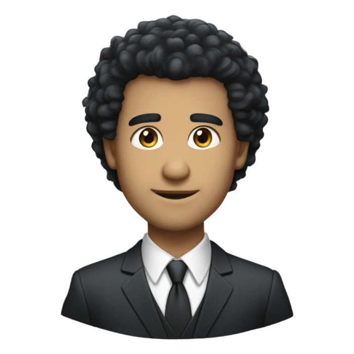 businessman black fluffy hair sticker