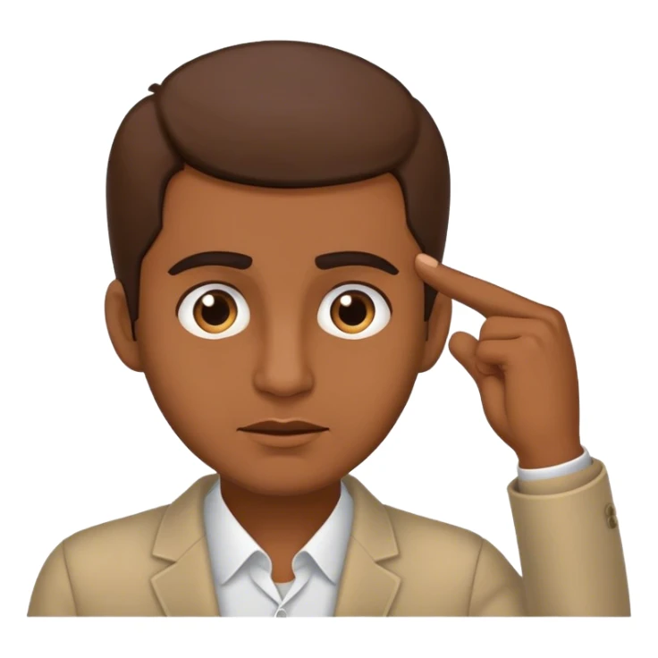 homme brun qui met son doigt sur sa tempe sticker