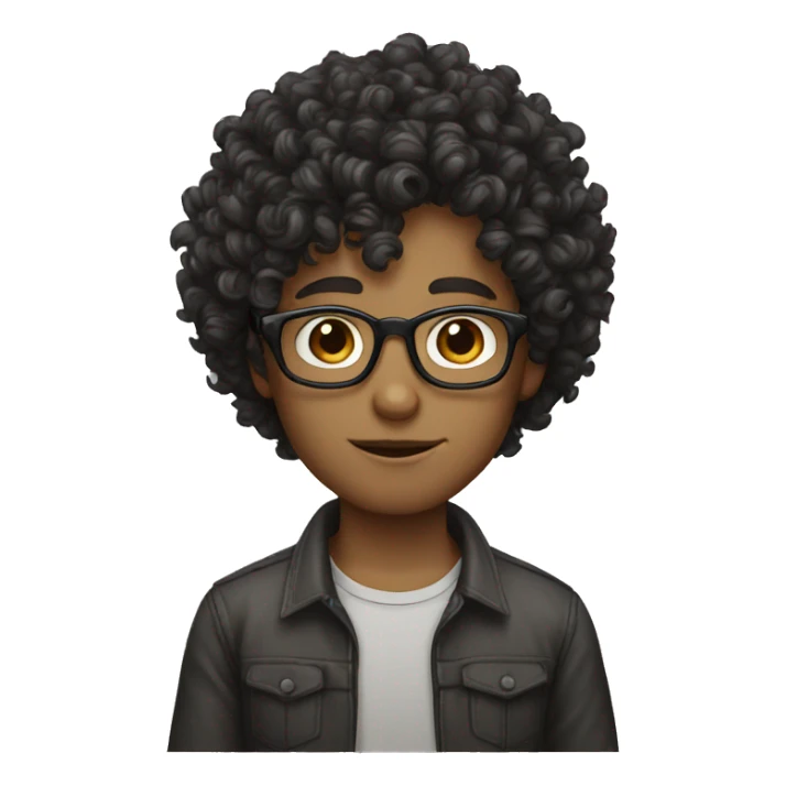 Curly hair boys with glasses sticker