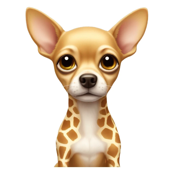 Tan chihuahua with a giraffe toy sticker