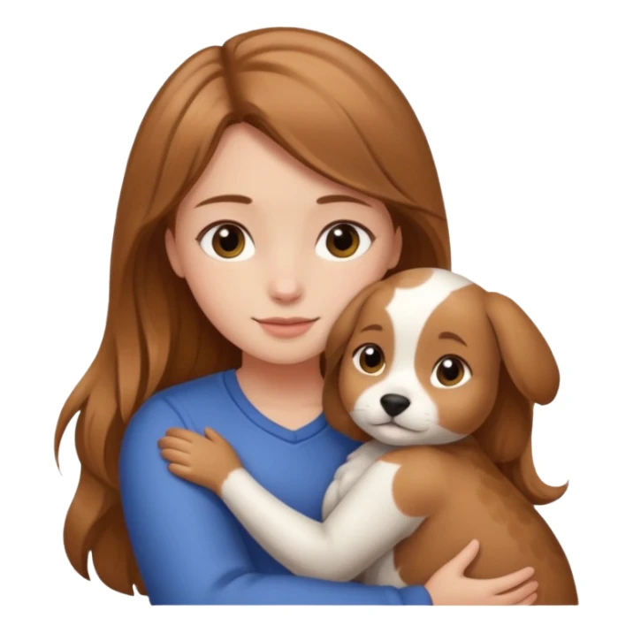 Chica castaña clara con su mascota sticker
