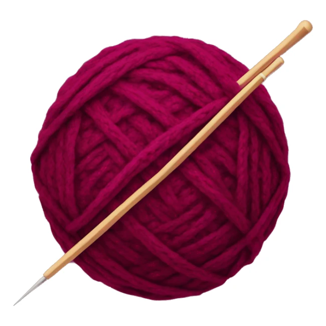 burgundy ball of thread with knitting needles sticker