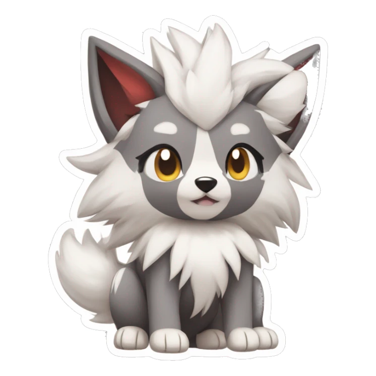 Kawaii Chibi Poochyena-Lycanroc-Pokémon Full Body sticker