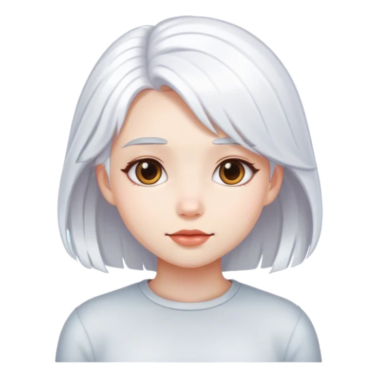 A cute girl wHo have a white hair sticker