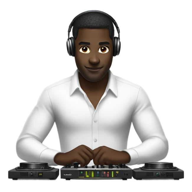 dark-skinned male in white shirt djing  sticker