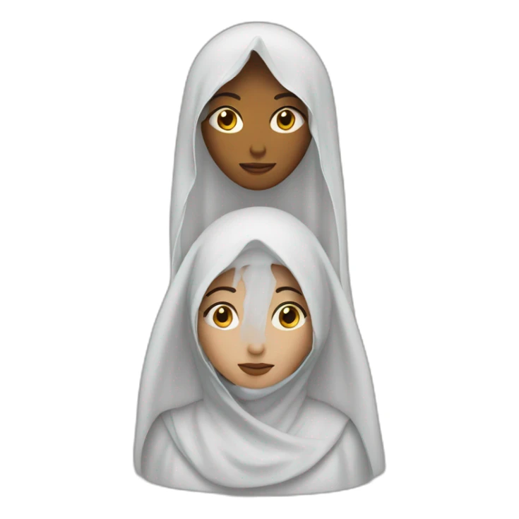 veiled woman with two kids sticker