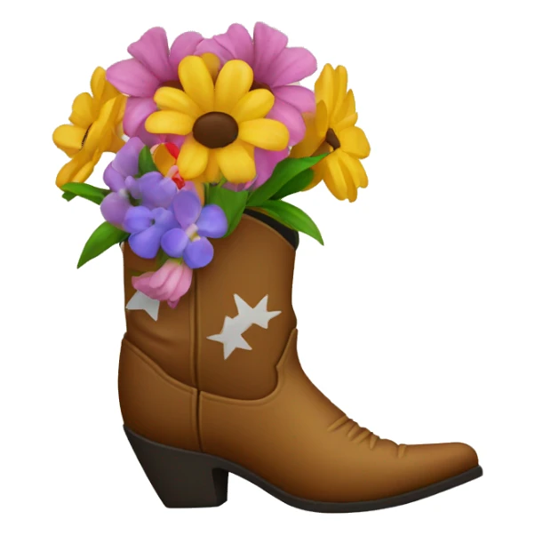 A cowboy boot with a bouquet of flowers in it sticker