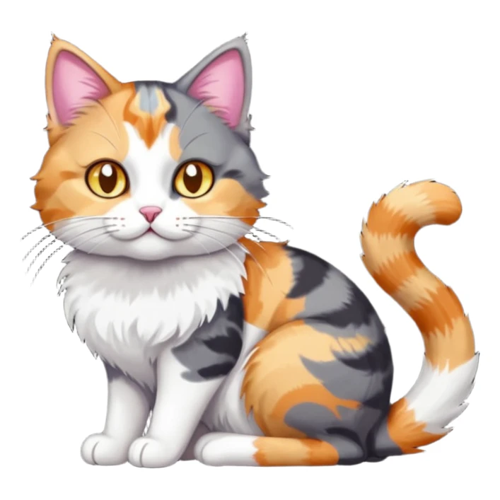 full body colourful light patched calico + white tabby cat cuddling a big dark grey and white tabby cat  sticker