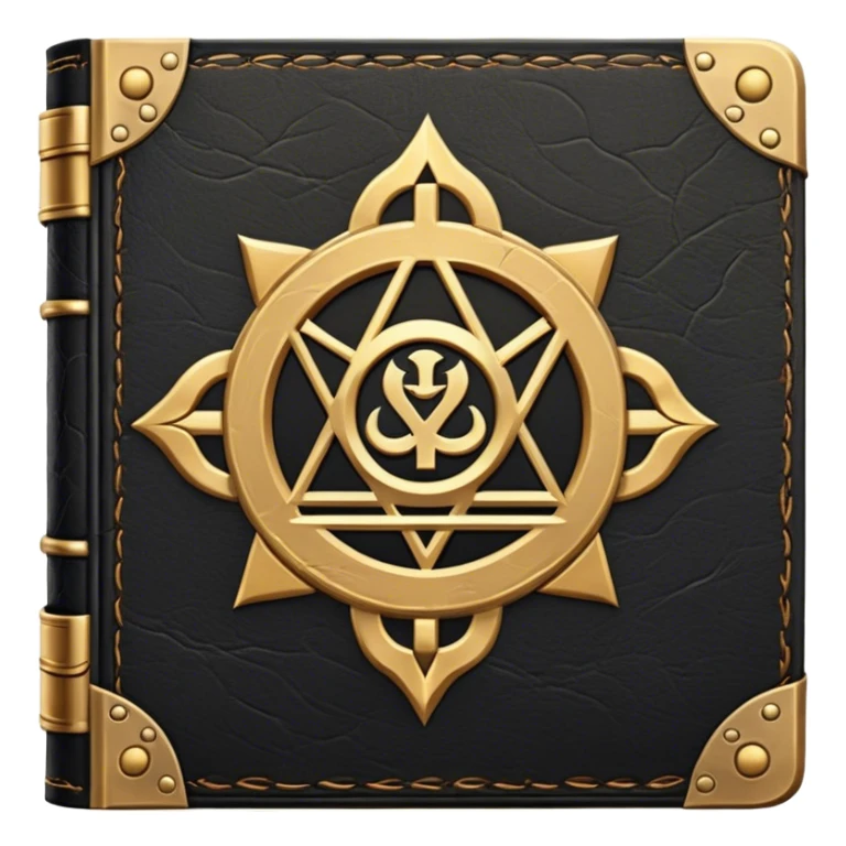 A black and gold book with an aged leather texture, embossed with an alchemical symbol, a compass, or a forging hammer, exuding wisdom, mastery, and the relentless pursuit of greatness. - book on mastery  sticker