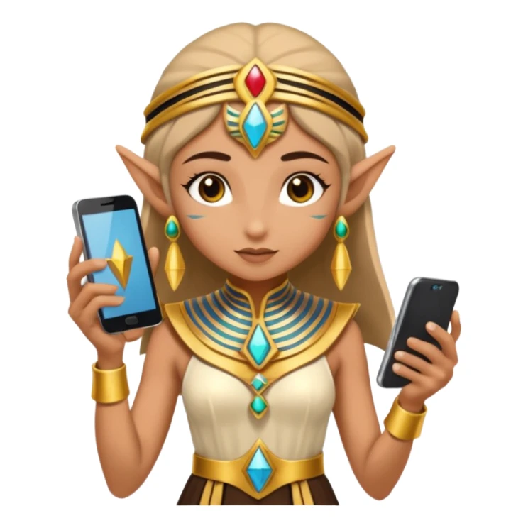elf with egypt custome dress and smartphone sticker