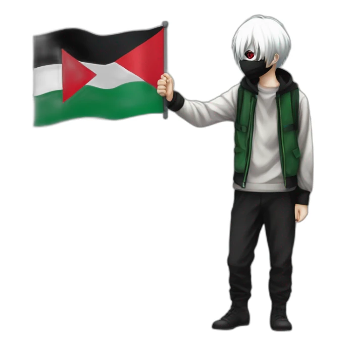 kaneki hold on his hand flag  Palestine sticker
