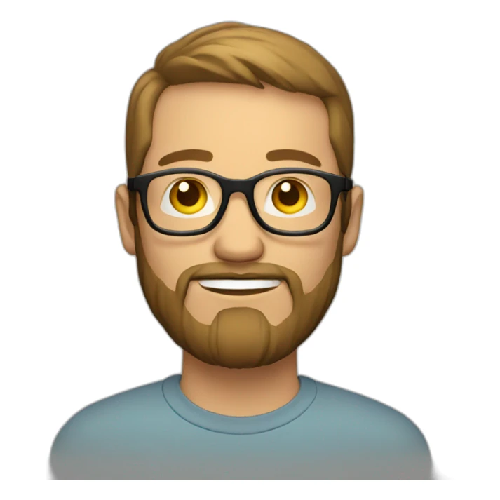 man with beard, round transparent glasses and light brown hair sticker