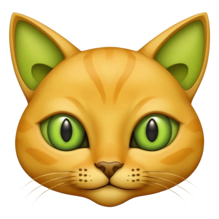 furless smooth dark yellow alien cat face with green ailen eyes sticker