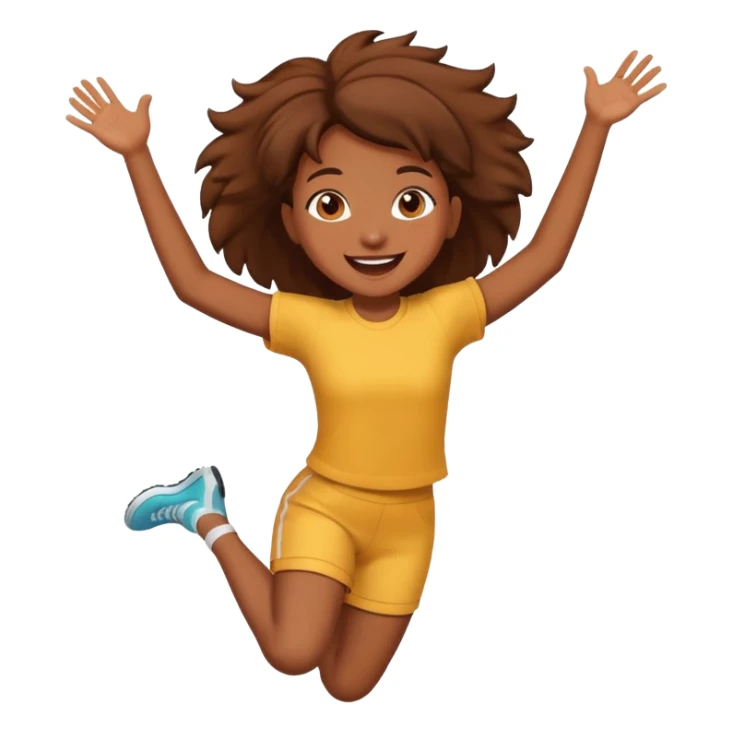 Brown skin girl happy jumping in joy sticker