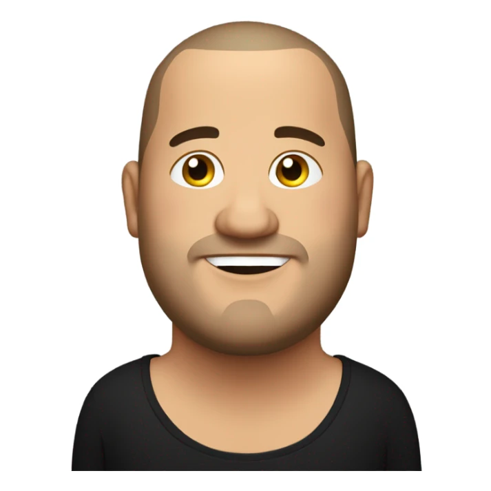 overweight italian man, with buzz cut and no beard. wearing a black smart shirt unbuttoned. sticker