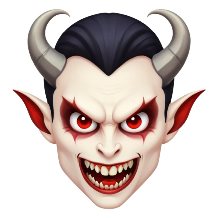 Vampire with curved horns and fangs sticker