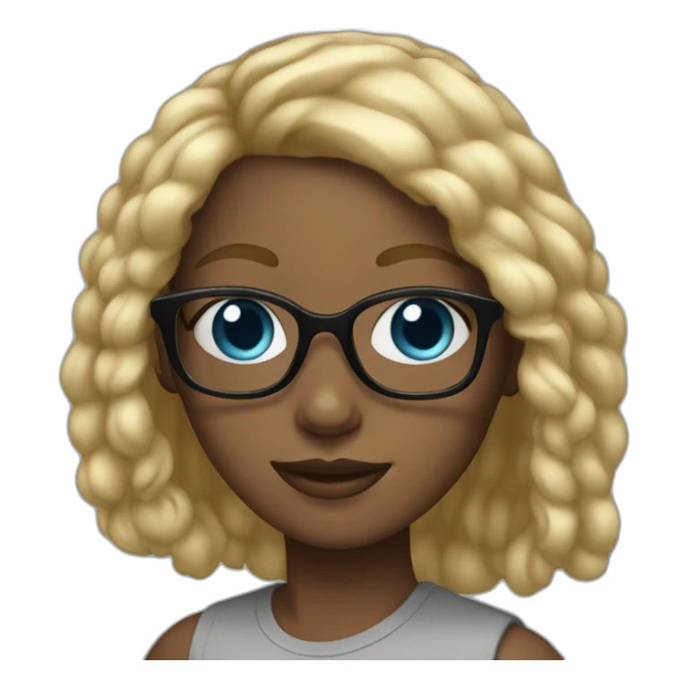 Black girl long blond hair blue eyes glasses sticker