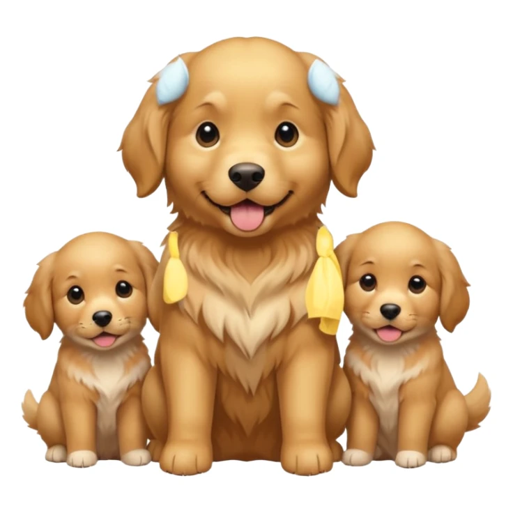 golden dog with its puppies sticker