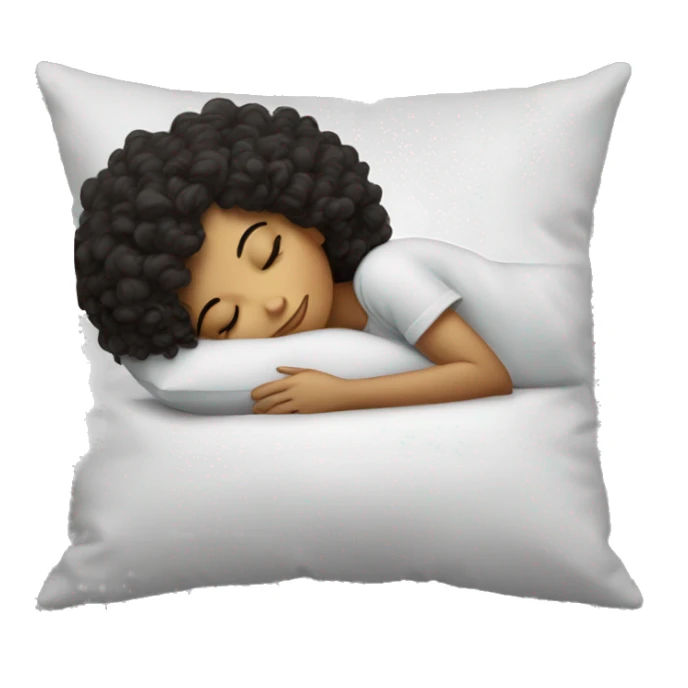 Sleeping girl on pillow dark curly hair sticker