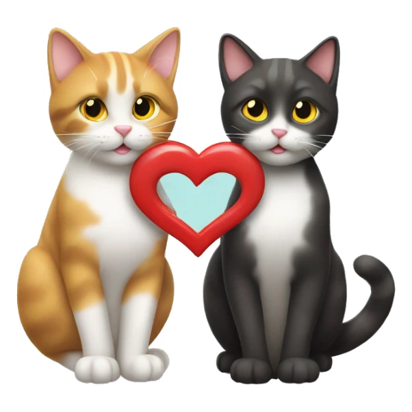 The tails of two cats making a heart shape  sticker