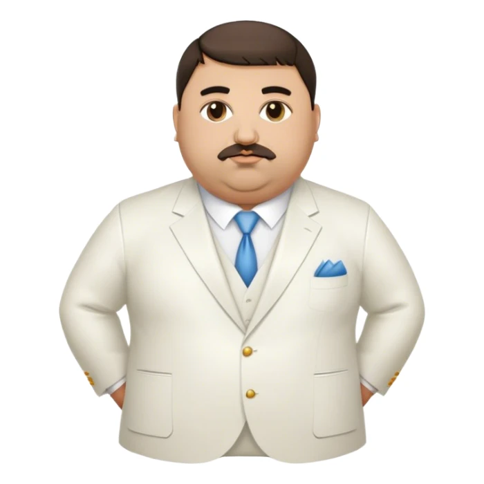 Fat Armenian oligarch with bowlcut wearing white suit sticker