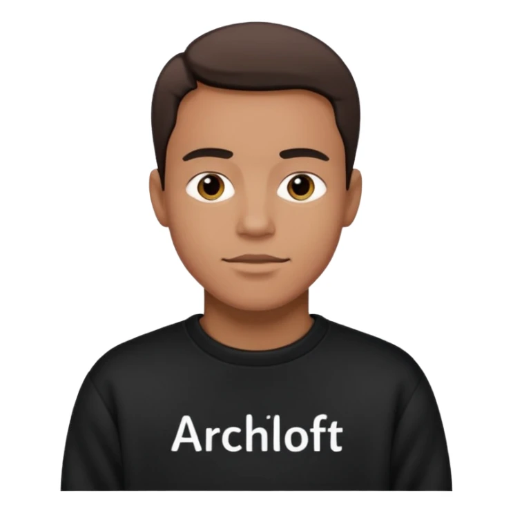 A man in a black sweatshirt with Archiloft written on it sticker
