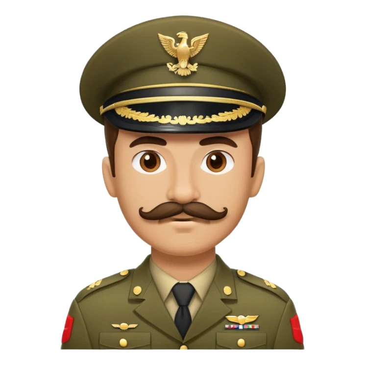 Army soldier with bushy mustache in uniform sticker