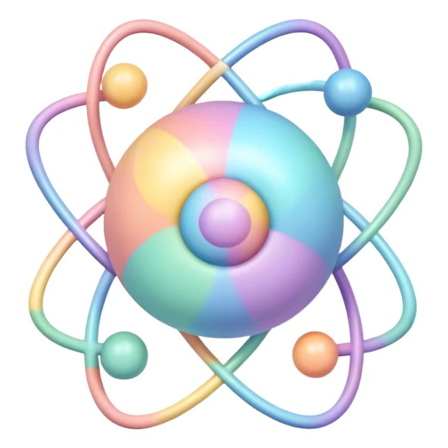nuclear model of a pastel rainbow atom sticker