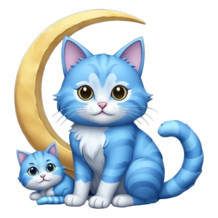 Blue cat holding a moon 🌙🐱 sticker