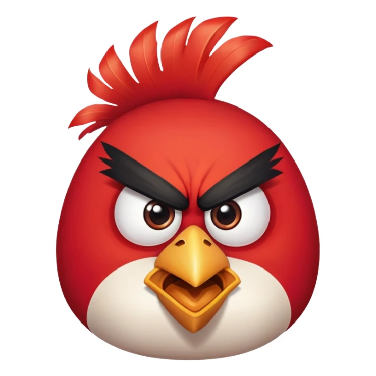 Red angry bird from Angry Birds game with triangular eyebrows and angry expression sticker