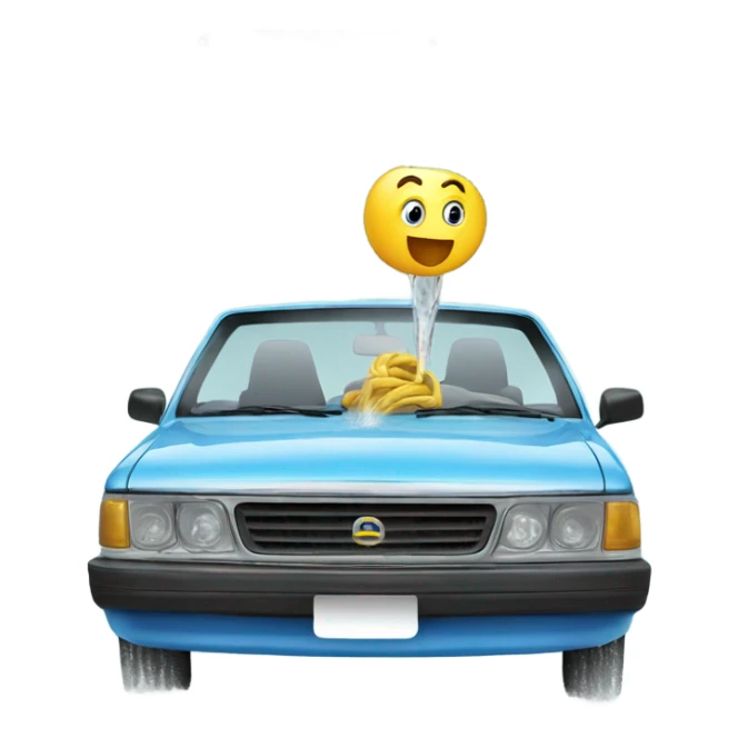 Water is pouring on the car from the hose sticker