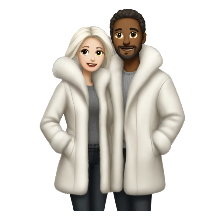 White couple in long fur coats sticker