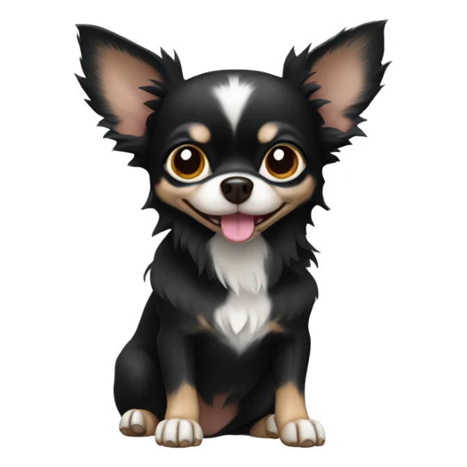 Long furred black chihuahua  sticker