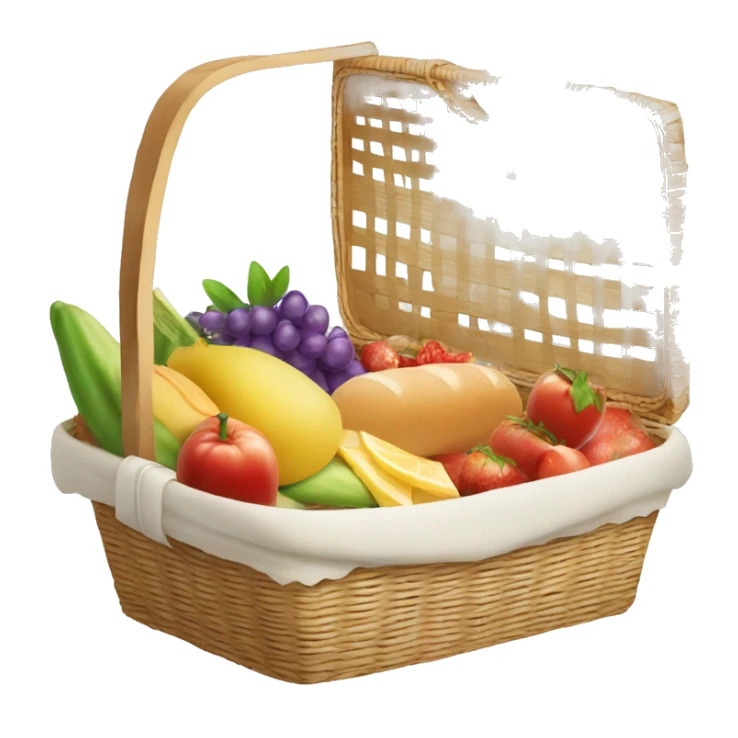 beautiful white picnic basket filled with romantic summer foods with a Summer Core sticker
