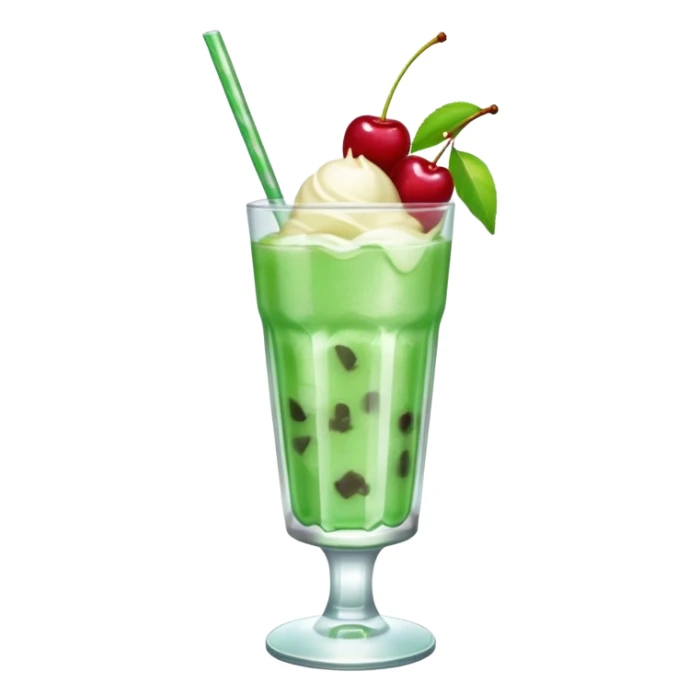 ice cream light green soda on a glass with ice cherry on top sticker
