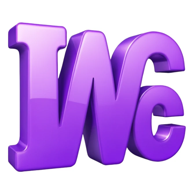 3D text that spells "me" in a shiny purple font  sticker