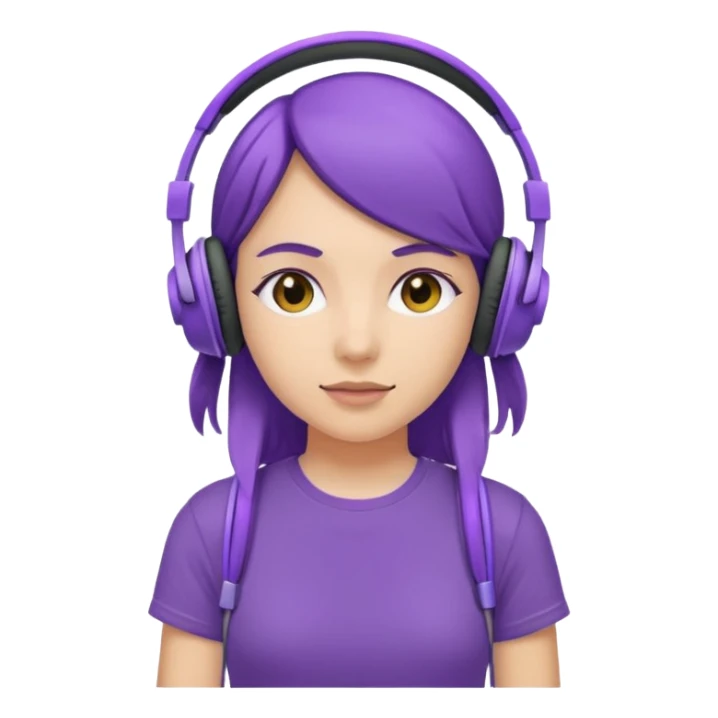 girl with purple headphones and tshirt sticker