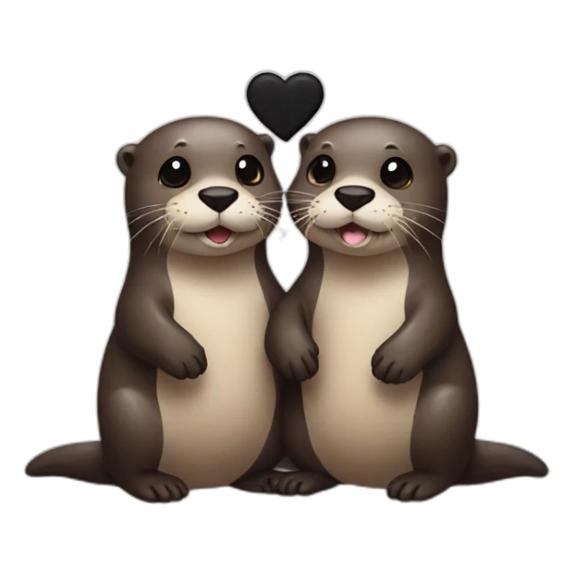 Two otters in love with a black heart sticker